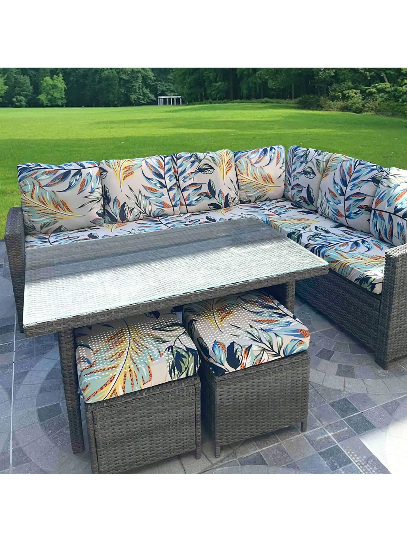 Outdoor Tropical Print Sofa Cushion Covers - Non-Slip Furniture Protectors, Replacement for Individual Seat Cushions