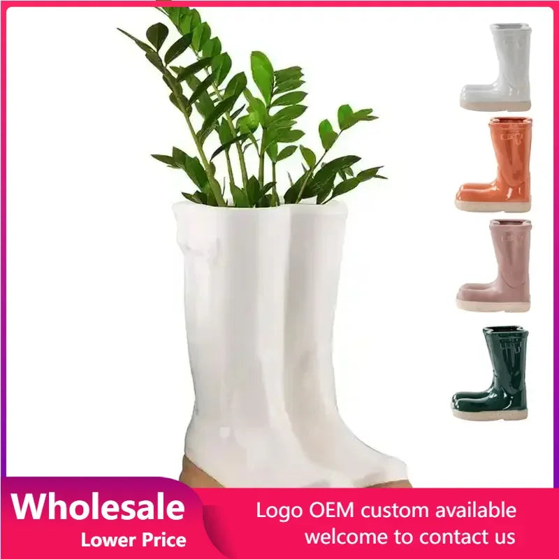 Ceramic Vase Boots Shaped Flower Vase Potted Flower Pots Desk Decoration Home Decor Floral Vases Garden Pots and Planters