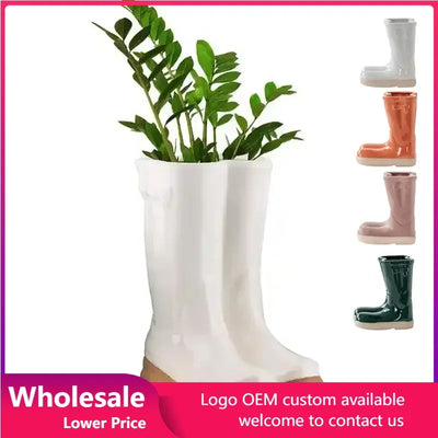 Ceramic Vase Boots Shaped Flower Vase Potted Flower Pots Desk Decoration Home Decor Floral Vases Garden Pots and Planters