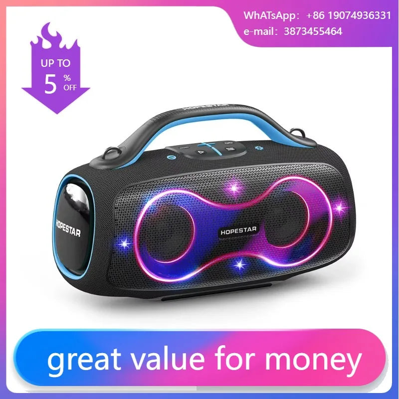 Hopestar Partybox168 Party Speaker 400W Bluetooth 5.4 Wireless Speaker With Subwoofer RGB Lights Karaoke Mic Outdoor Home DJ