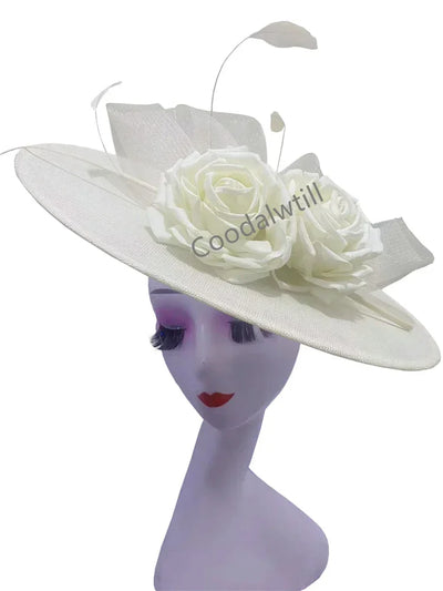 Royal Ascot Big Flower Fascinators Hat Women Wedding Pillbox Cap Ladies Derby Feather Fascinator Headdpiece Ladies Party Chapeau