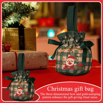 Christmas Gift Bag Candy Bags With Drawstrings Bow Cartoon Candy Packaging Box Party Supplies Linen Storage Bag Christmas decor