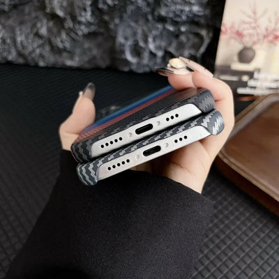 Simple Slim Matte Carbon Fiber Frameless Phone Cases for iPhone Shockproof Hard Cover 17 16 15 14 plus 13 pro Max 11 Half Pack