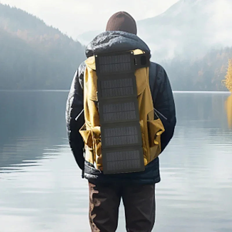 Foldable Solar Panel - Portable Plate Charger USB Full Time Power Solars Panels for Phone PowerBank Mobile Emergency Supply