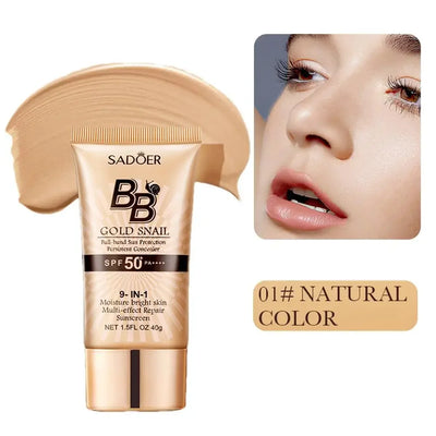 40g Gold Snail Sunscreen BB Cream Protector Facial Sun Block SPF50 BB Cream Isolation Lotion Concealer Facial Moisturizer