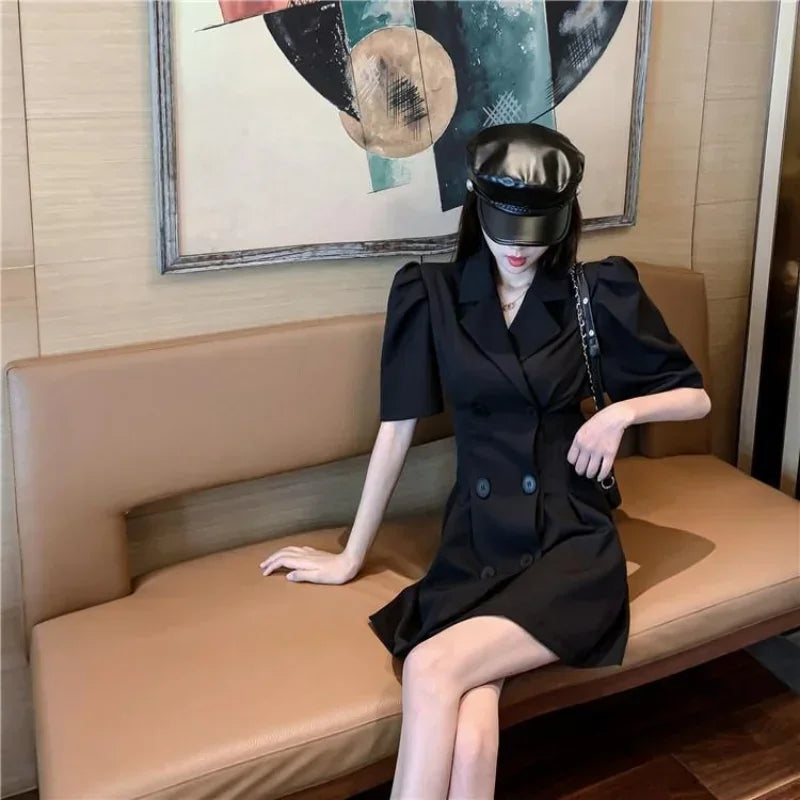 Dresses for Chic and Elegant Ladies Vintage Trend Women's Summer Suit Dress 2024 Black New Hit Sexy Casual Korean Party Fashion