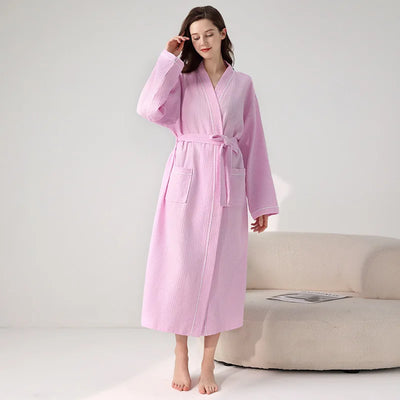 Hotel Cotton Bathrobe High Qualtiy Solid Colors Long Sleeve Mens And Women's Bathrobe
