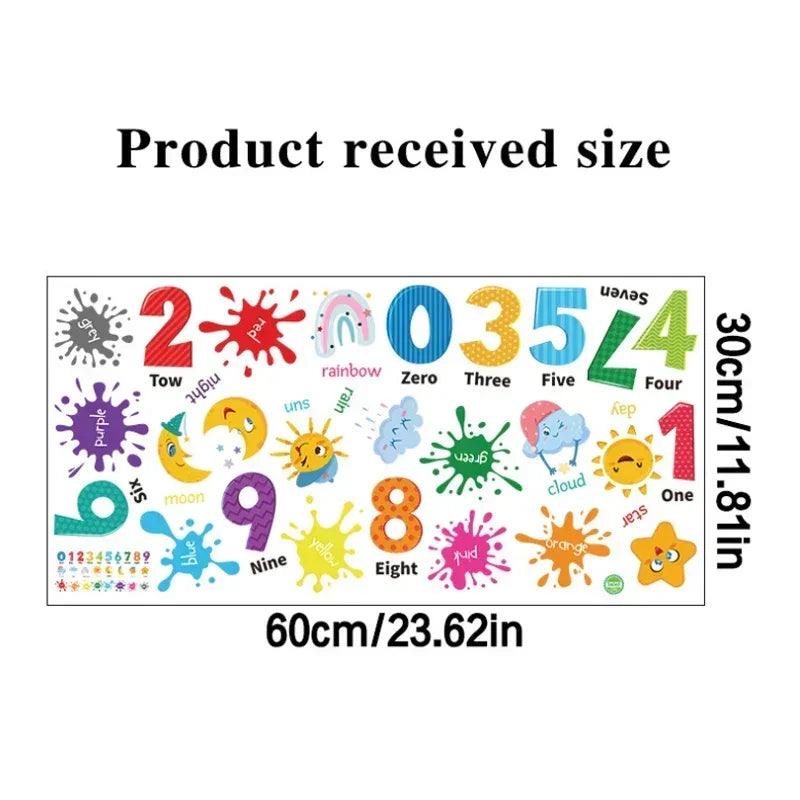 Home decor for living room bedroom early education number english color wall decal animal sticker