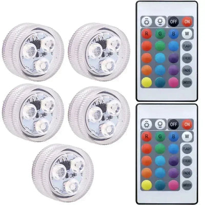 Submersible LED Lights Waterproof Underwater RGB with Remote Control Colour-Changing Light, Battery-Operated Flameless Lamps