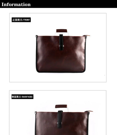 New Men's Bag Retro Leather Handbags Large Business Briefcase Famous Designer's Shoulder bag Luxury Brand File Bag For Cool Boys