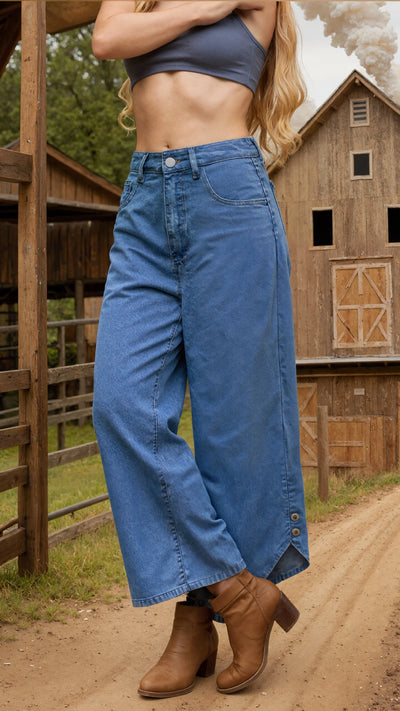 Women's Wide Leg Jeans Trendy High Waist Stretchy Baggy Denim Trousers Casual Loose Fit Pants