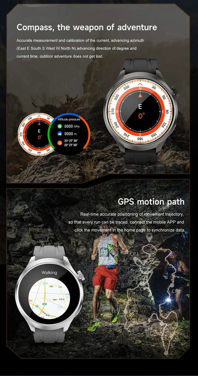 2025 New For HUAWEI High-end Sports Smart Bracelet Men GPS NFC 1.85 AMOLED Screen Compass Waterproof Bluetooth Call Smartwatches