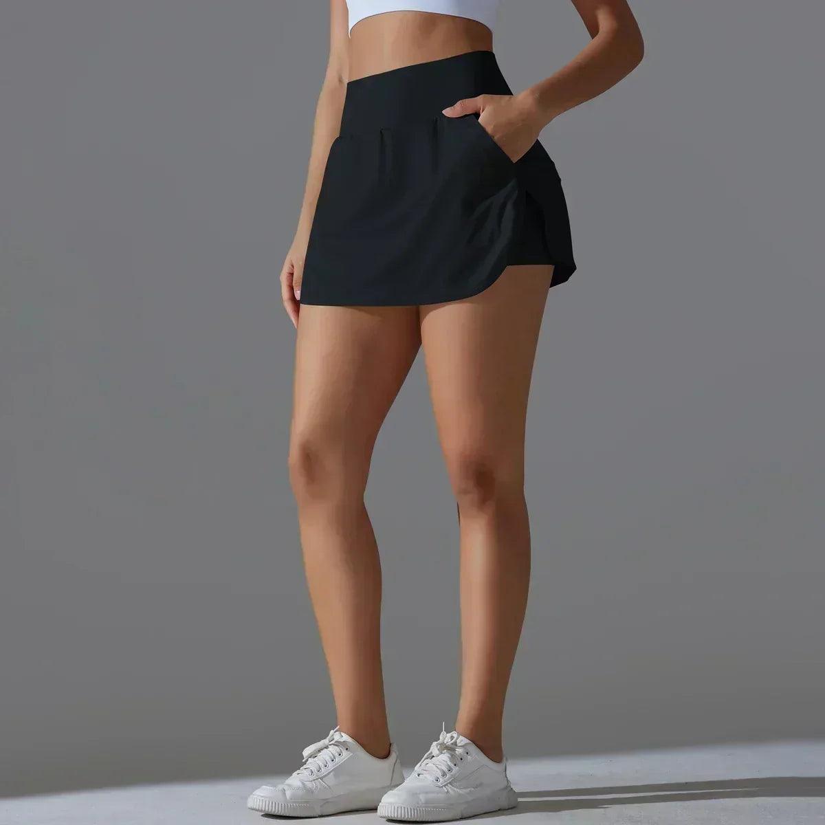 Women gym running shorts double deck quick dry sport fitness jogging workout with pocket sports tight short