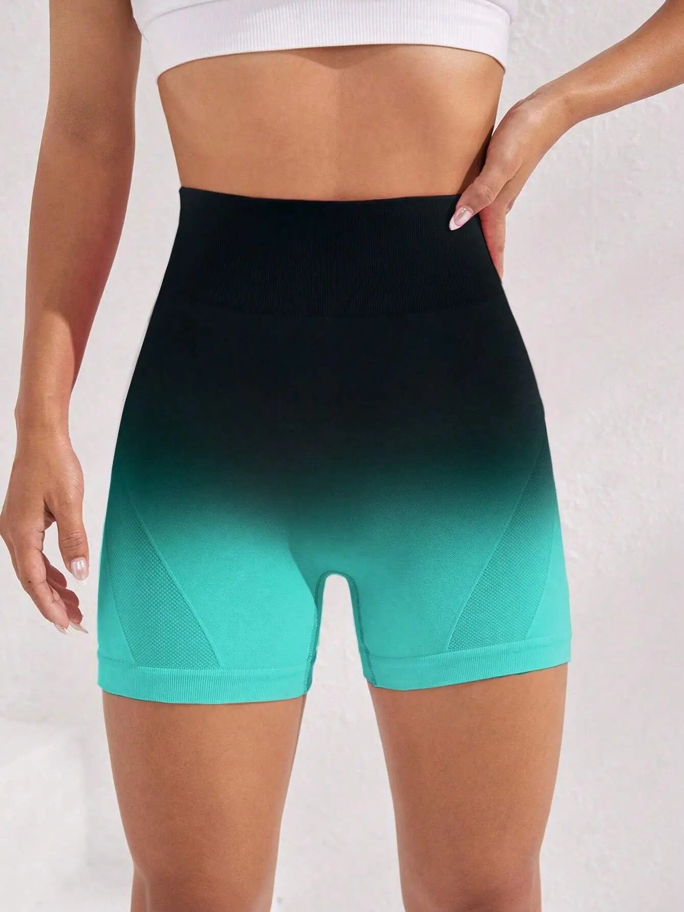 Women Seamless Ombre Scrunch Workout Shorts High Waisted Running Yoga Gym Workout