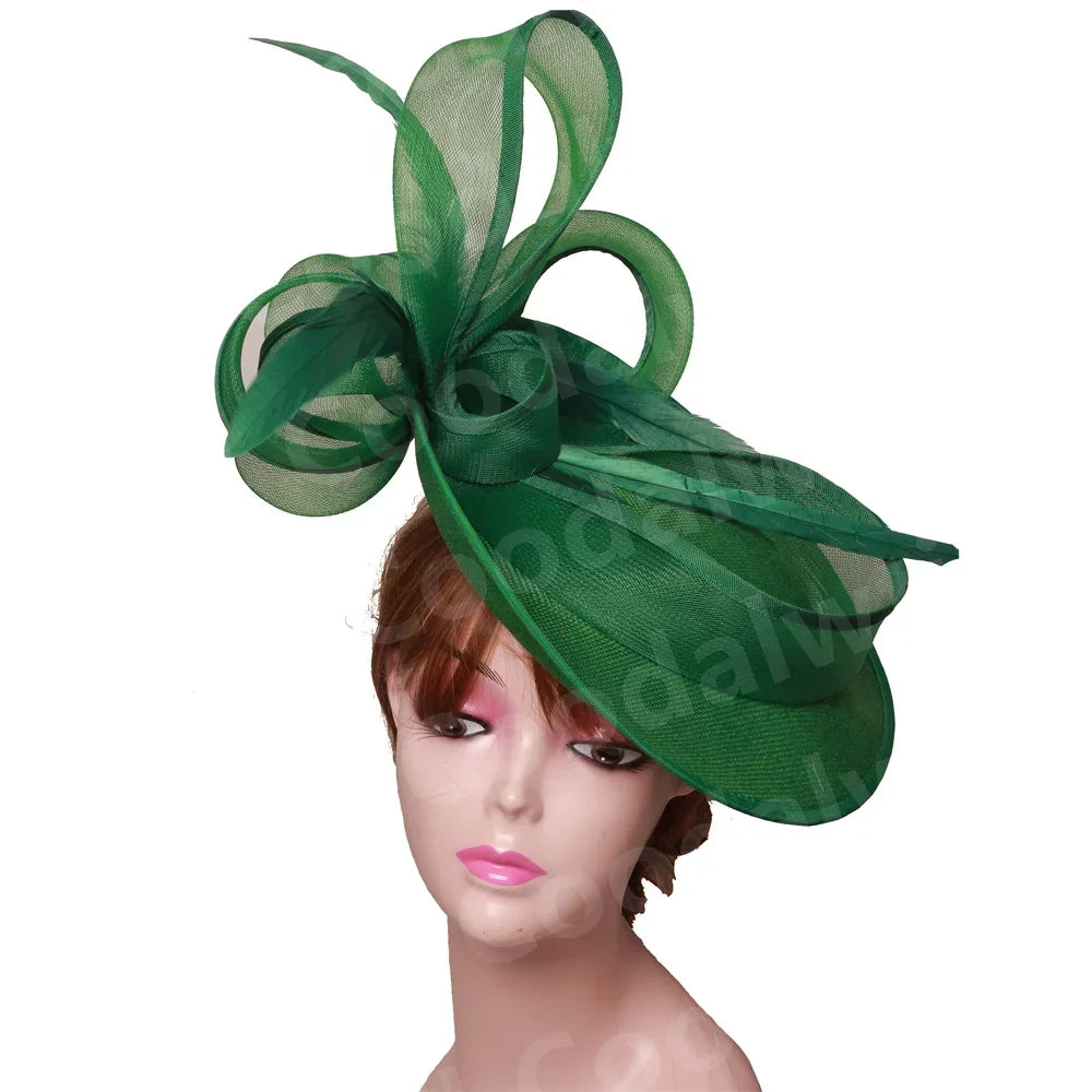 Royal Ascot Red Hair Fascinator Veils Hat Women Church Wedding Fascinaors Hat Headband Feather Derby Headpiece Ladies Chapeau