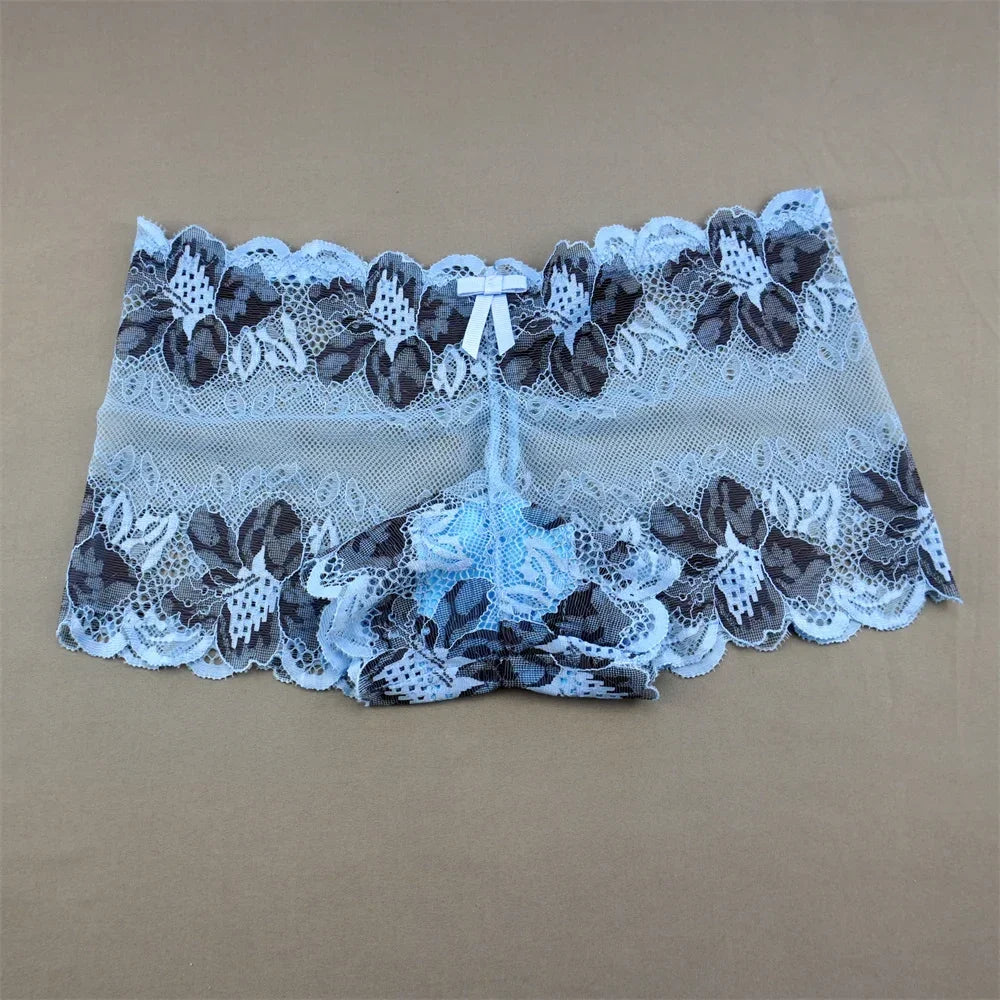 New 2023 Transparent Underwear Women Sexy Lace Panties Women Bikini Bottom Boyshorts Hollow Out Ladies Floral Boxers M-XXL