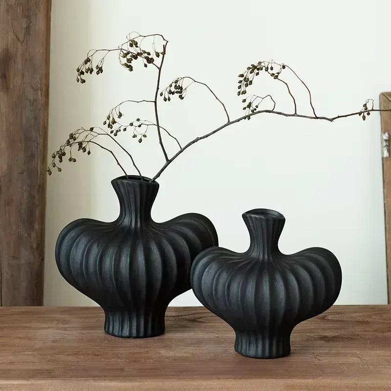 Creative ceramic vase living room desktop ornament flower arrangement dried retro decor home