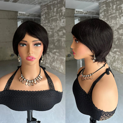 Short Human Hair Wigs Pixie Cut Straight perruque bresillienne for Black Women Full Machine Made Wigs With Bangs Cheap Wig