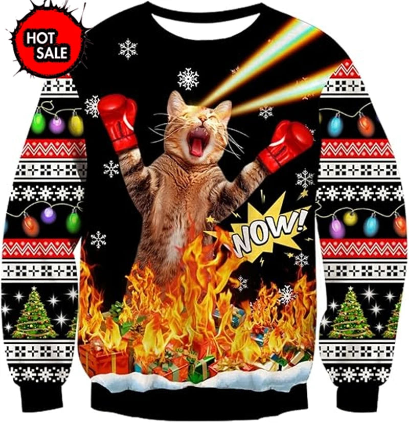 Fake Suit Ugly Christmas Sweater Santa Cosplay Sweatshirt For Women Mens Funny Xmas Ugly Sweaters Kids Party Suit Pullovers Tops