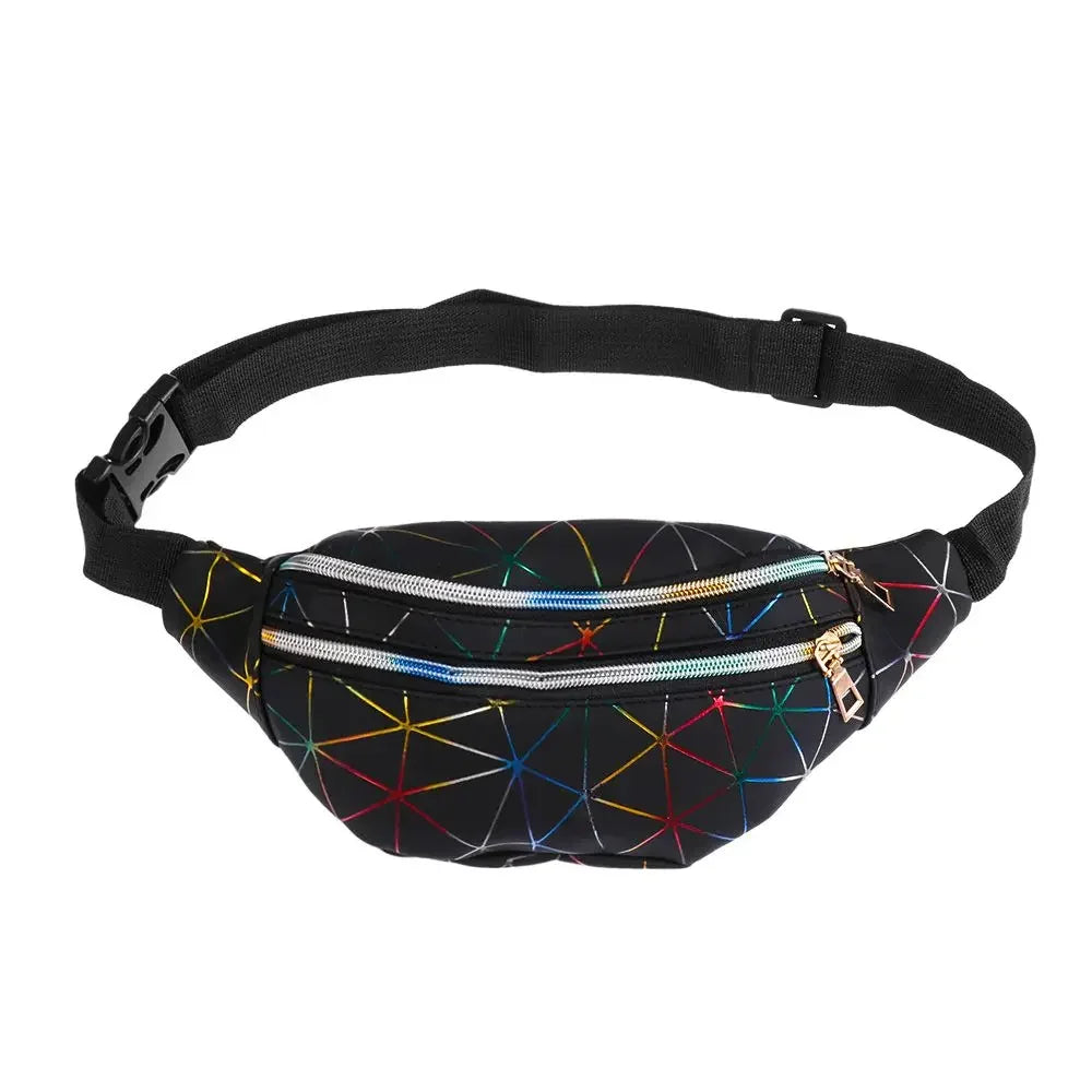 Fashion Geometric Patterns Wallet Bag Women Waist Packs Fanny Pack Pouch Hip Purse Satchel Laser Belt Bags