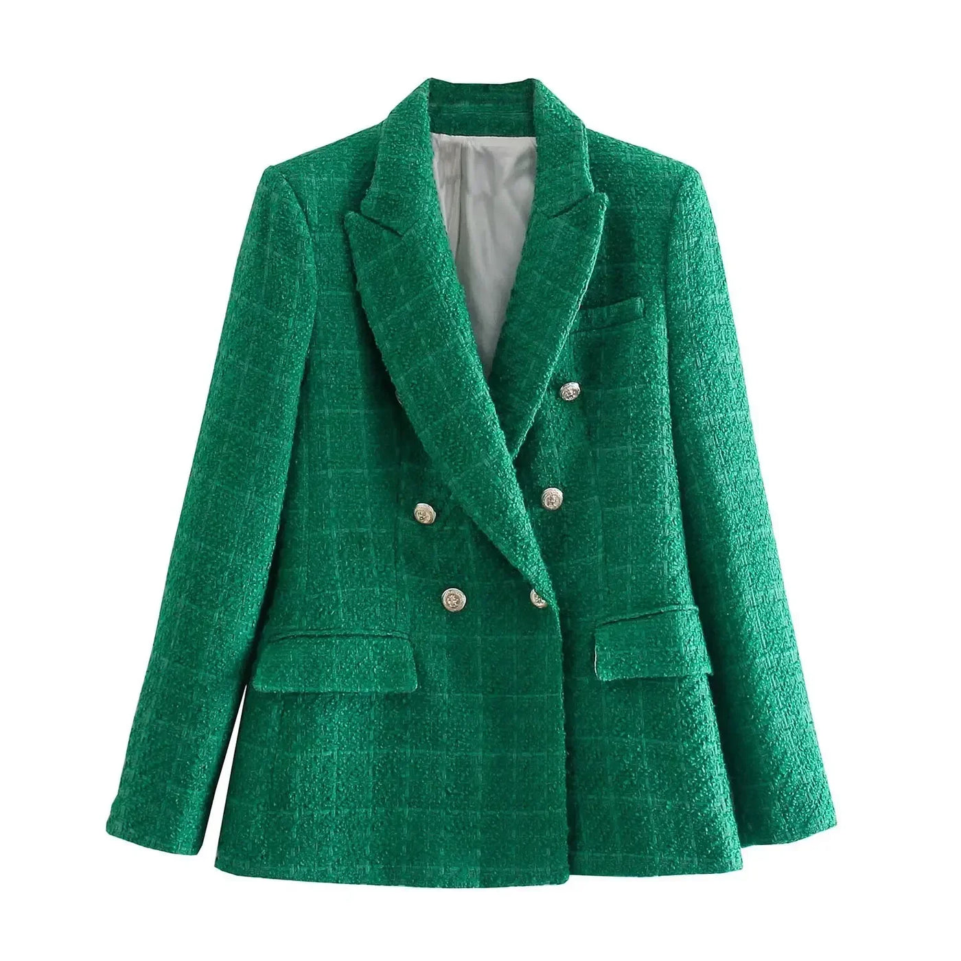 Green Double Breasted Women's Blazer, Beige, Black, Red Women Suit Jacket, Spring Vintage Female Coats