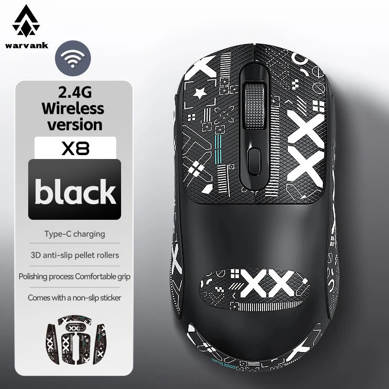Warvank X8 Wireless Gaming Mouse 500mAh TYPE-C Rechargeable Office Mouse Suitable for Laptop Desktop Computers