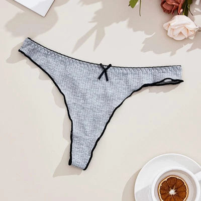3Pcs Women's Thong Low-rise Panties Solid Color Cotton Lingerie Sexy Thongs Fashion Casual Underwear Comfort Fit Women's Tangas