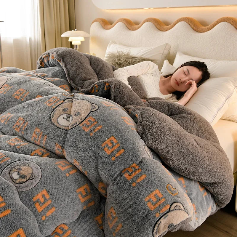 Super Warm Winter Blanket for Bed Spring Autumn Lamb Cashmere Weighted Thick Blankets Soft Comfortable Warmth Quilt Comforter