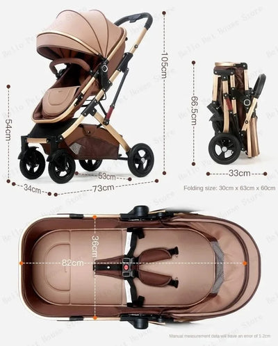 3-in-1 Twin Baby Stroller with Car Seat,portable Foldable Baby Stroller High View Newborn Baby Stroller Can Sit and Lie