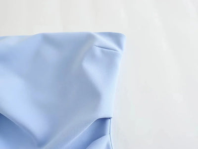 TRAF Dress Women Off Shoulder Corset Short Dresses Ruched Backless Blue Black White Dress Woman Sexy Bodycon Party Dresses