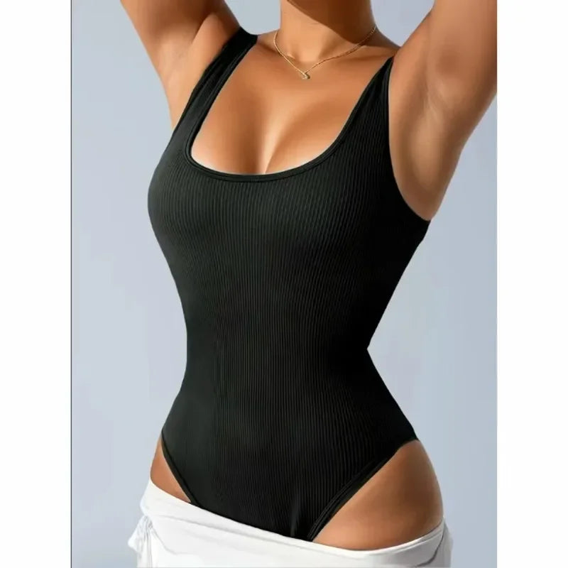 Women's Seamless Yoga Bodysuit - Sexy Shapewear Jumpsuit with Beautiful Back Design & Abdominal Compression for Fitness & Sports