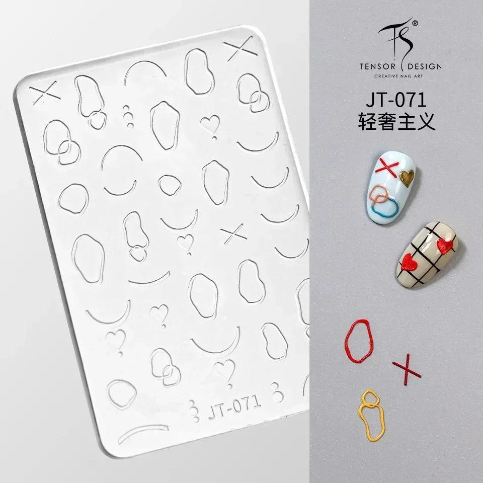 Geometric Bowknot Grid Lace Flora Edge Nail Art Silicone Carving Mold Mould Star Daisy Flower Charms Bow Tie Snowflake Template