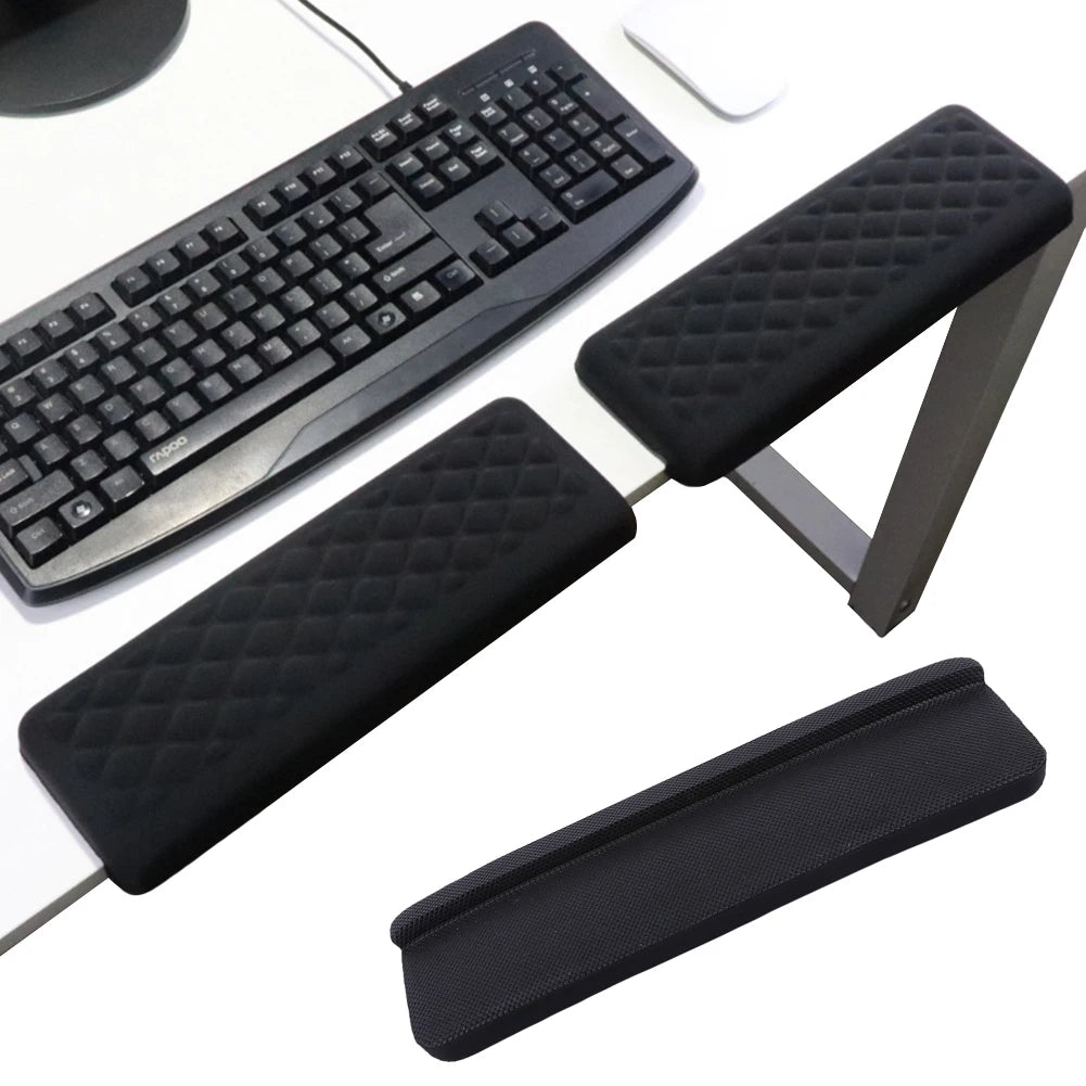 2Pcs L-Shaped Keyboard Mouse Pad Memory Foam Elbow Pillow Ergonomic Desk Edge Cushion Keyboard Wrist Rest Pad for Gaming Office
