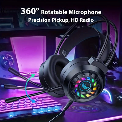 Gaming Headset Wired 7.1 Channel Noise Cancelling Multifunctional Surround Sound Headphone Over-Ear For Computer Laptop USB