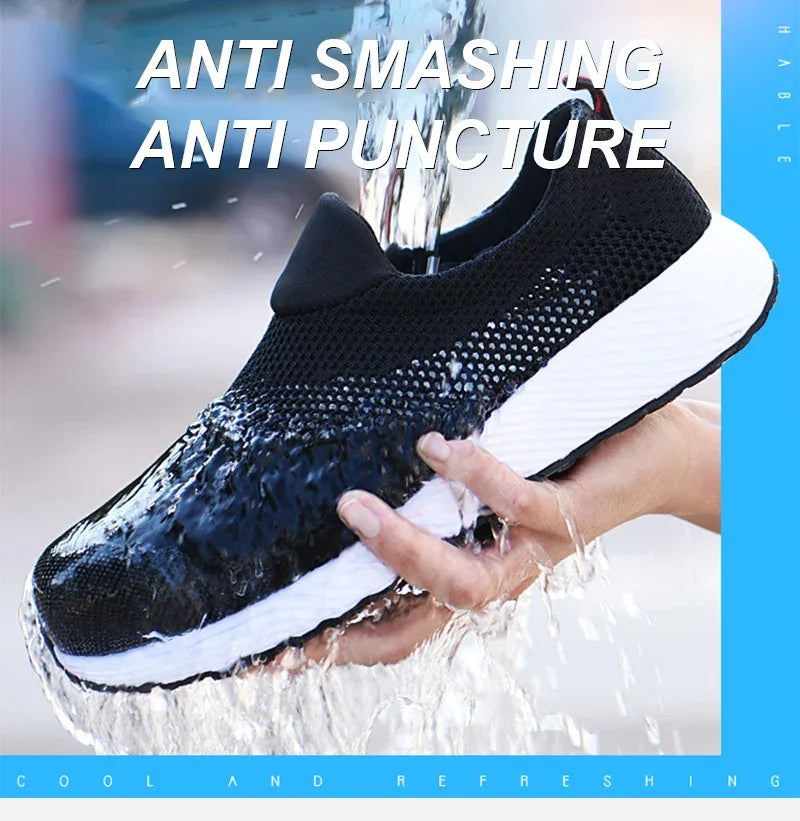 Steel Toe Anti-Puncture Men's Safety Shoes Summer Lightweight Breathable Work Safety Shoes Men Women Work Sneakers