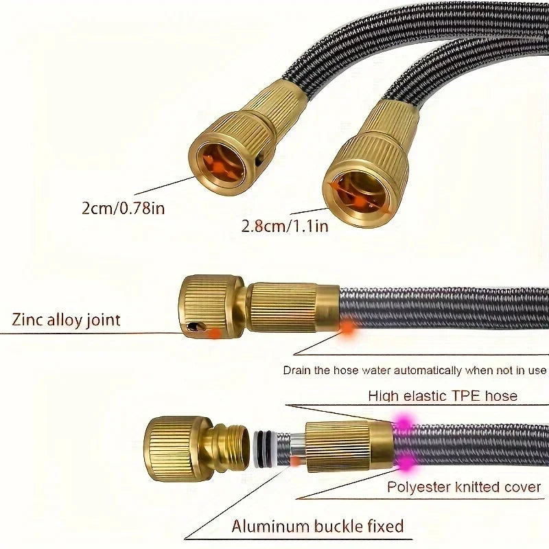 High Quality Flexible Expandable Garden Hose High Pressure Nozzle Long Rod Spray Cleaning Gun Car Washing Hose Garden Hose