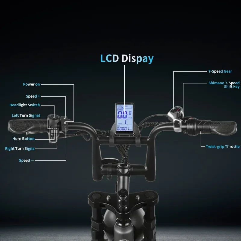 1000W Motor Adult Electric Bike 48V 25AH 20-inch Snow Tire Electric bicycle Outdoor adult Off-Road Bicycle Mountain Ebike