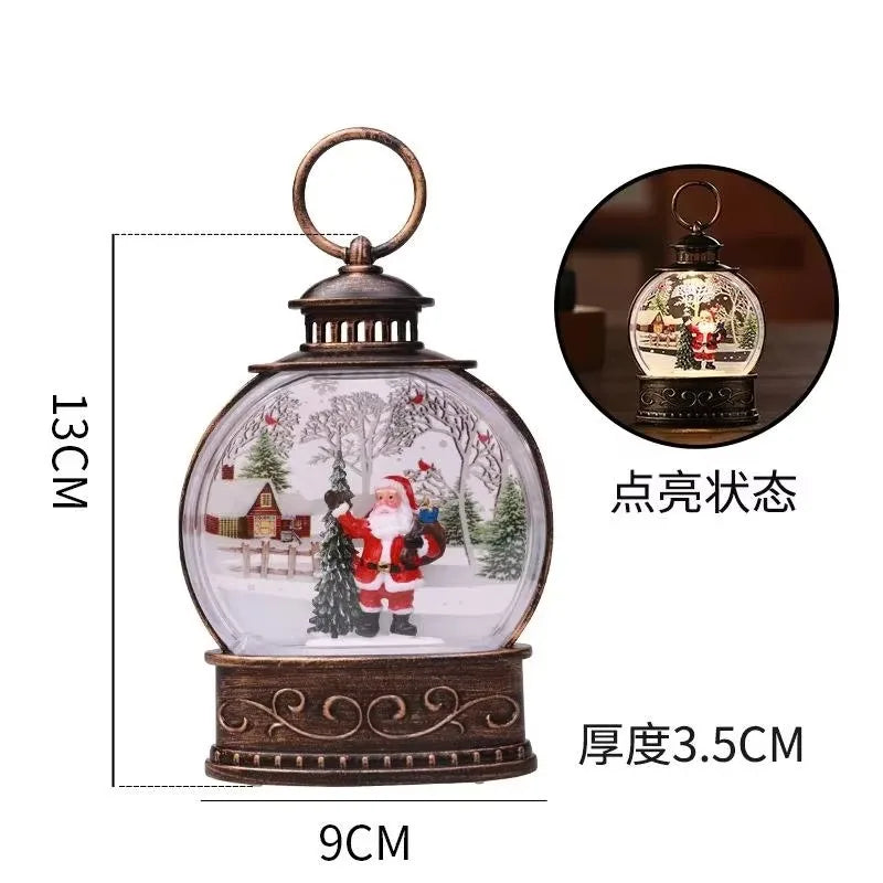 Christmas Snow Lantern Christmas Scene Lighted Snow Globes Swirling LED Snow Globe Christmas Light Up Snow Globe Lantern