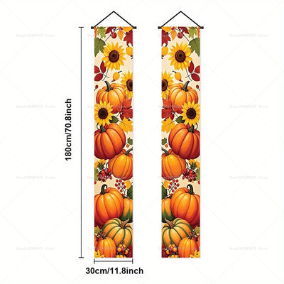 2D Thanksgiving Banners Maple Leaf Pumpkins Decorations Couplets Porch Sign Indoor Outdoor Wall Hanging Banners Party Supplies