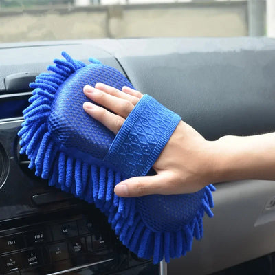 2Pcs Car Cleaning Brush Cleaner Tools Microfiber Car Washer Sponge Cleaning Washing Towel Auto Gloves Car Washing Accessories