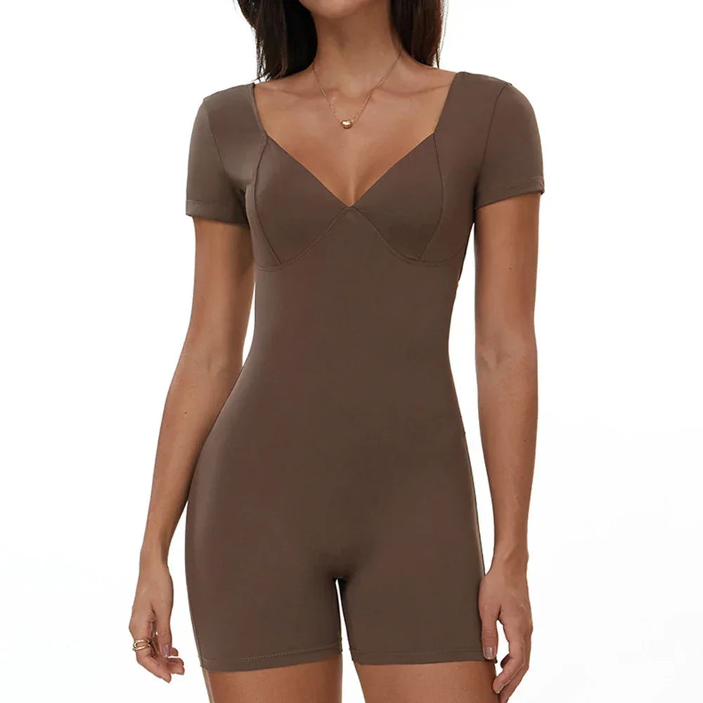 Summer Scrunch Butt Workout Jumpsuit Sports Overalls Quick Dry Yoga Clothing Workout Bodysuits  Slim Fit Sports Yoga Set Women