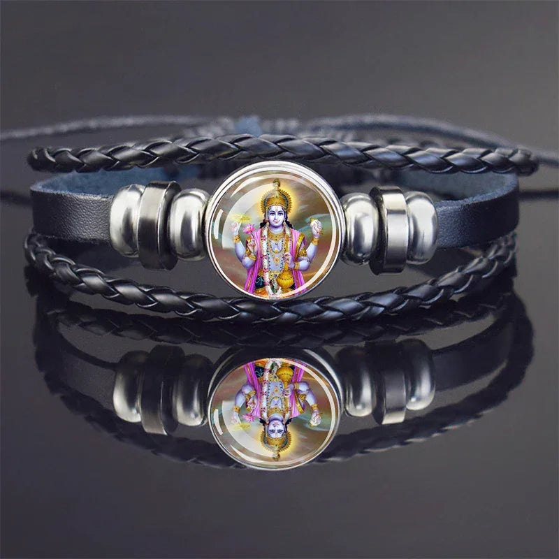 Hinduism God Bracelets Ganesha Vishnu Shiva Amulet Bracelet for Men Women Goddess of Kashmi Wealth Bangle India Buddhism Jewelry