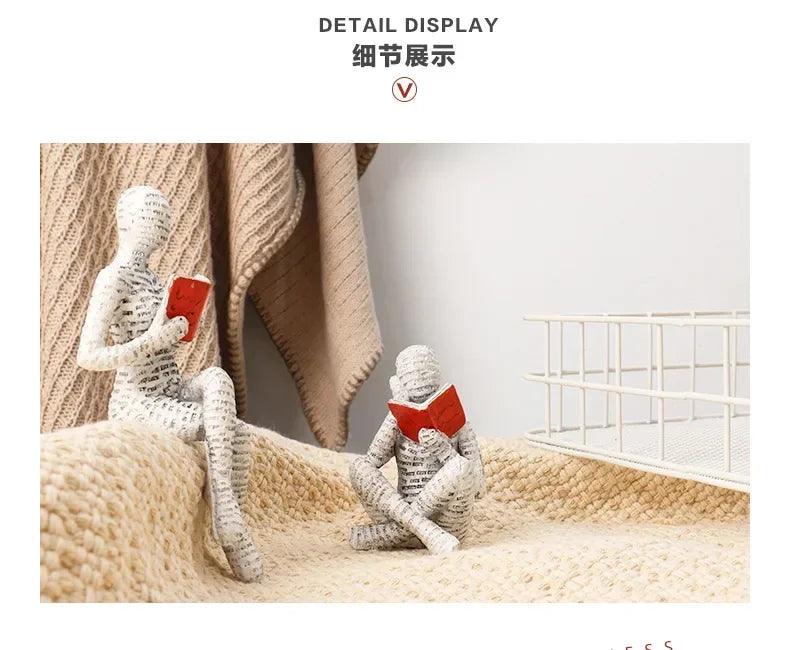 Resin abstract home decor figurines character designs fashionable bookshelf decorations living room office modern art