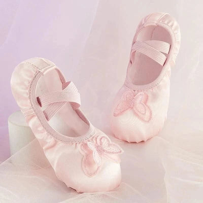 Children Girls Woman Canvas Butterfly Knots Soft Sole Ballet Slippers Practise Ballerina Dance Shoes