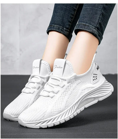 2025 Designer Women Casual Sneakers Sports Shoes Fashion Brand Lace Up Loafers Female Knitted Mesh Breathable Shoes for Women