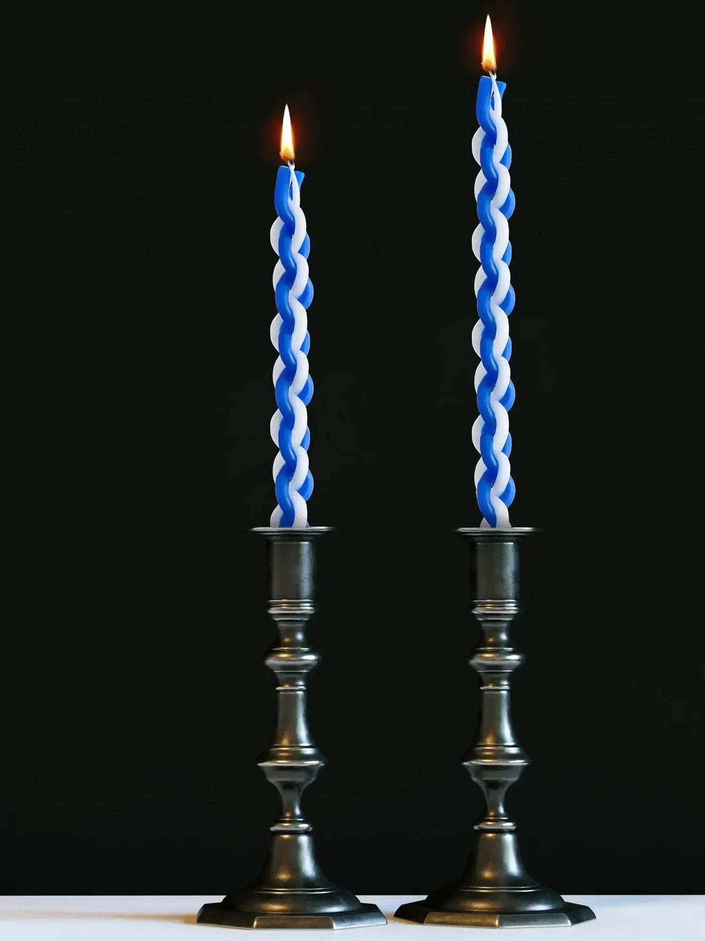 2PACK Havdalah Candle Blue and White Braided Jewish Largest Candle Smokeless Lighting Shabbat Candles for Saturday Night