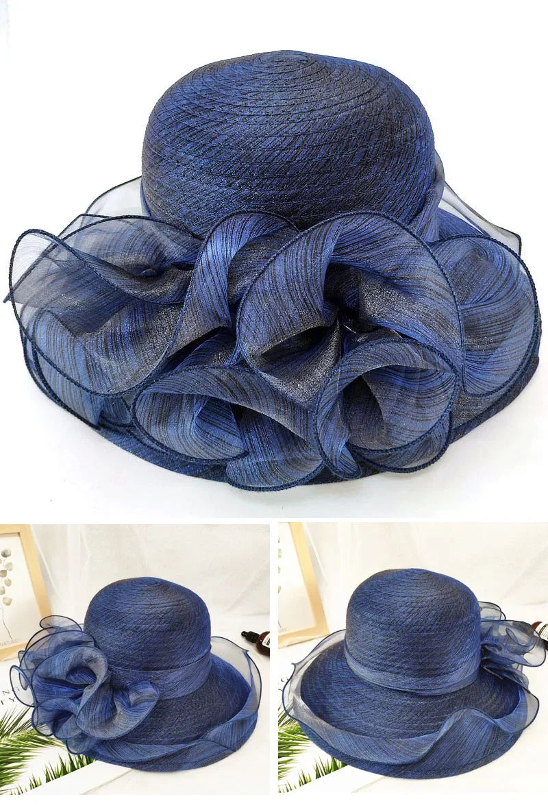 Summer hats for women Organza flower mesh sunshade hat vacation beach hat wide brimmed sun hat Sun protection sombreros de mujer