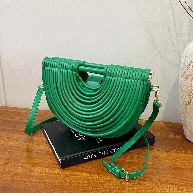 Handbags for women 2025 new gold luxury designer brand handwoven noodle bags rope knotted pulled half moon silver