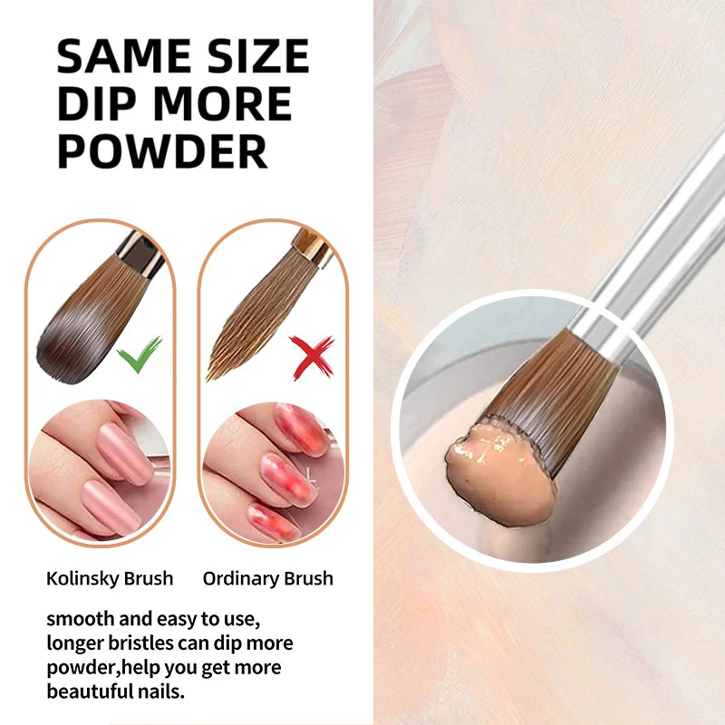 Prue Kolinsky Acrylic Nail Brush Oval Round Head Spliced Wood Handle Professional Salon Quality for Acrylic Powder Size 8-20#