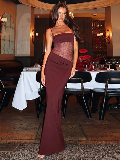 Lace-up Long Dresses For Women Evening Party Clothing Asymmetrical Lace Bodycon Vestidos De Mujer Sleeveless Robe Femme Été